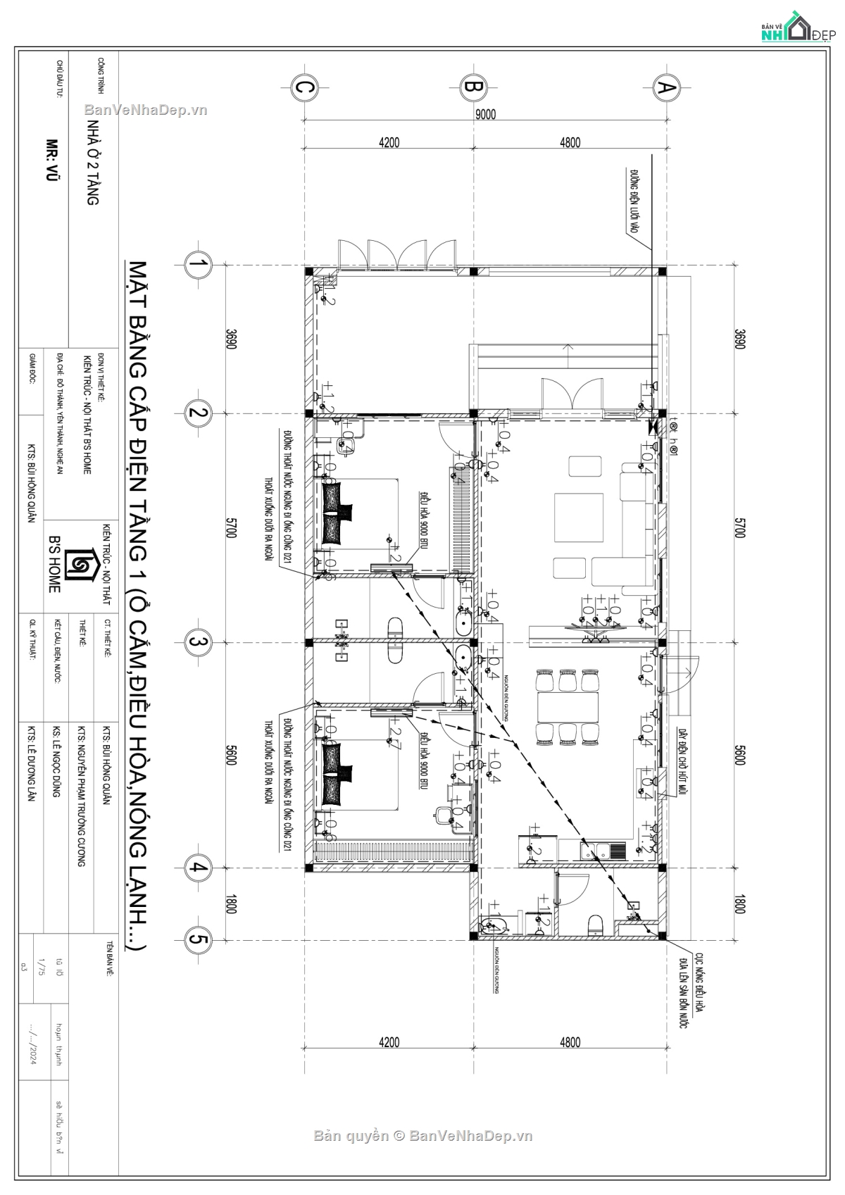 Bản vẽ thi công nhà mái nhật,Bản vẽ thi công,biệt thự 1 tầng