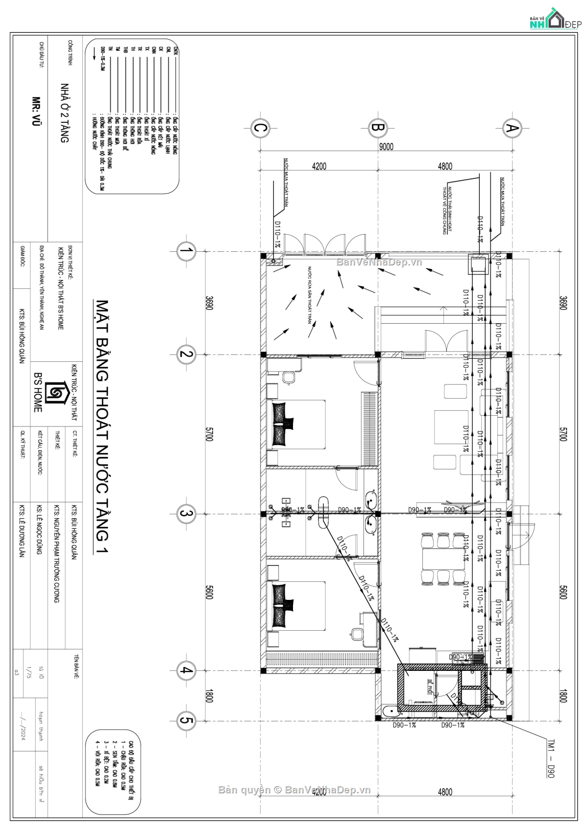 Bản vẽ thi công nhà mái nhật,Bản vẽ thi công,biệt thự 1 tầng