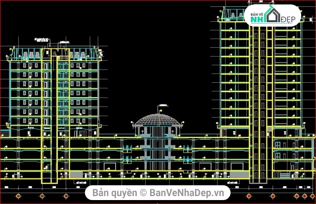 bản vẽ kiến trúc,kiến trúc tòa nhà vĩnh trung,tòa nhà Vĩnh trung plaza,Thiết kế kiến trúc tòa nhà chung cư