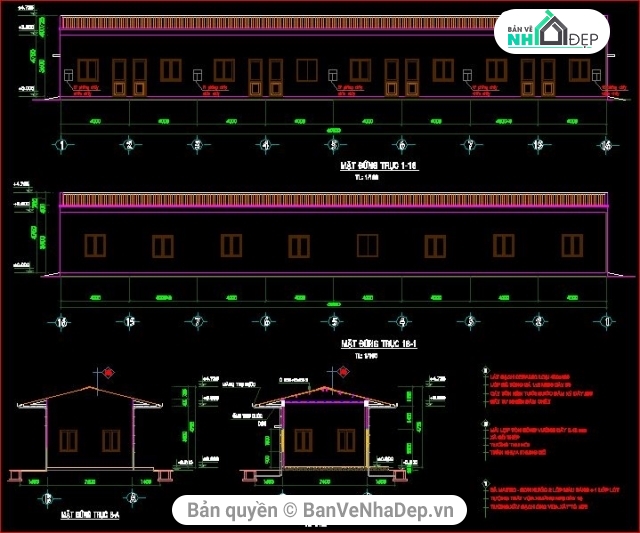 bản vẽ nhà văn phòng,trại gà xuân quế,kiến trúc và kết cấu trại gà,bản vẽ trại gà