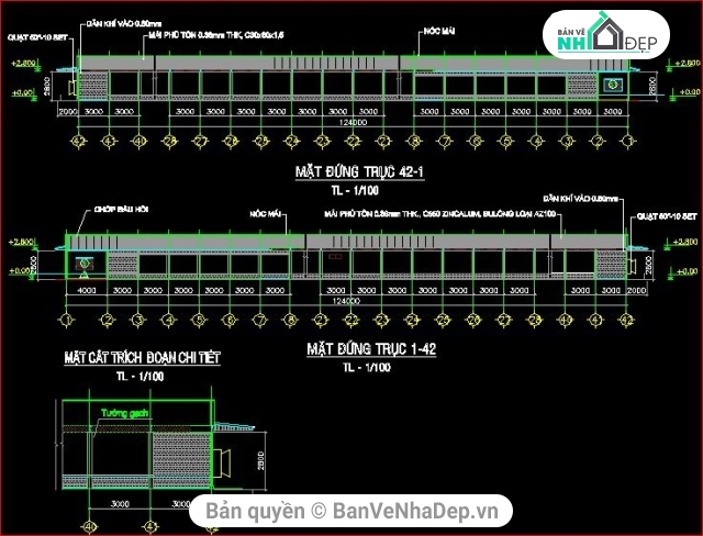 bản vẽ nhà văn phòng,trại gà xuân quế,kiến trúc và kết cấu trại gà,bản vẽ trại gà