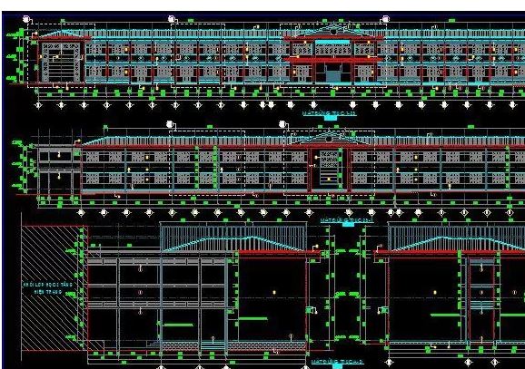 vẽ trường học,trường học,Trường tiểu học 2 tầng 22 phòng
