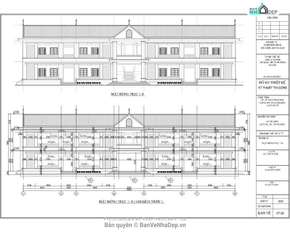 File cad kiến trúc thiết kế trường mầm non 2 tầng hiện đại diện tích 2400m2