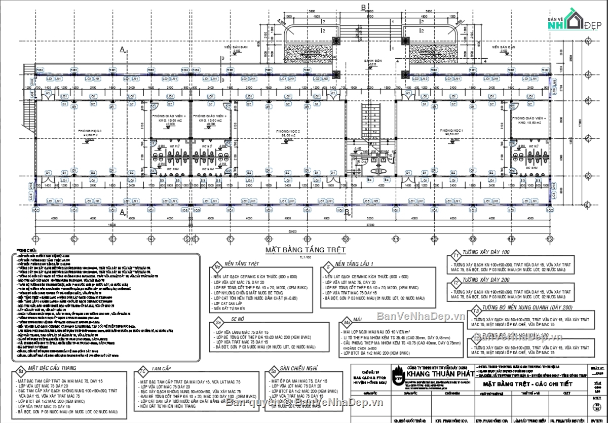 Bản vẽ cad trường mầm non,Bản vẽ trường mầm non,Bản vẽ thiết kế thi công trường mầm non
