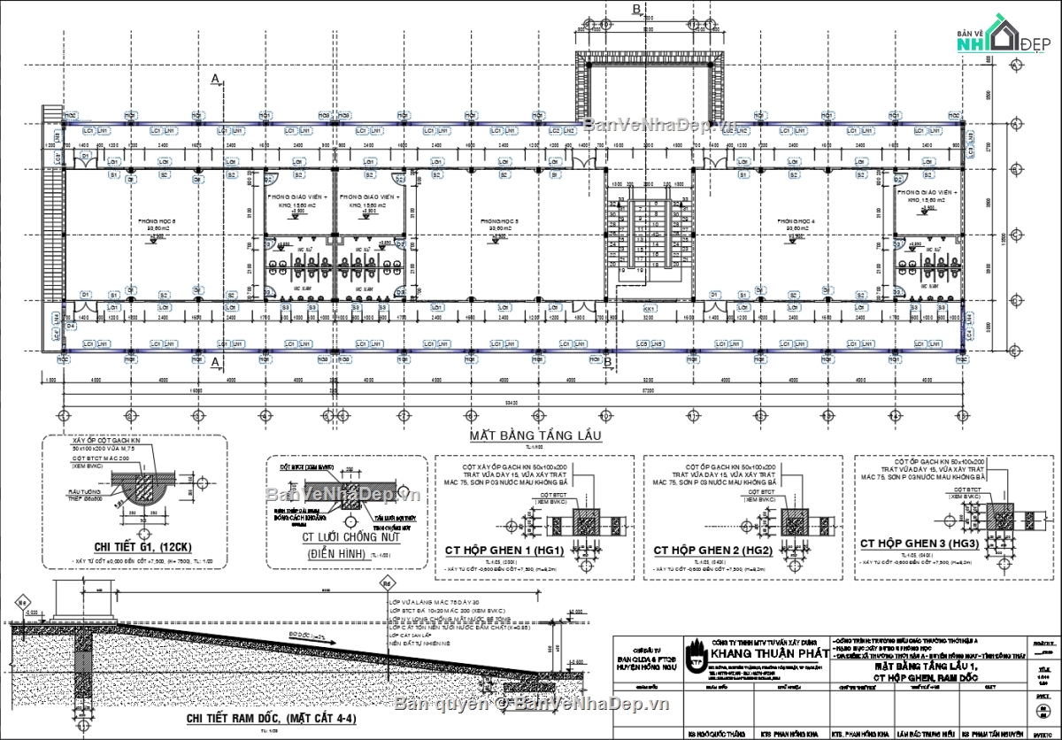 Bản vẽ cad trường mầm non,Bản vẽ trường mầm non,Bản vẽ thiết kế thi công trường mầm non