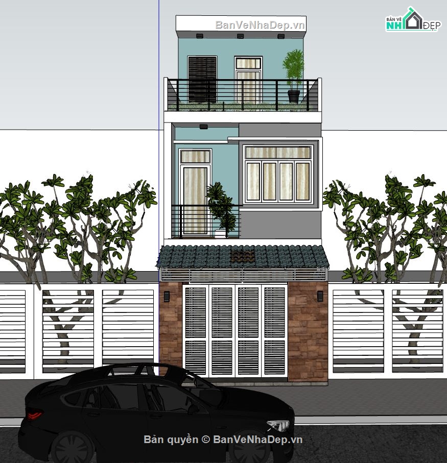 nhà phố 3 tầng,model su nhà phố 3 tầng,kiến trúc nhà phố 3 tầng,nhà phố 3 tầng sketchup,mẫu thiết kế nhà phố 3 tầng
