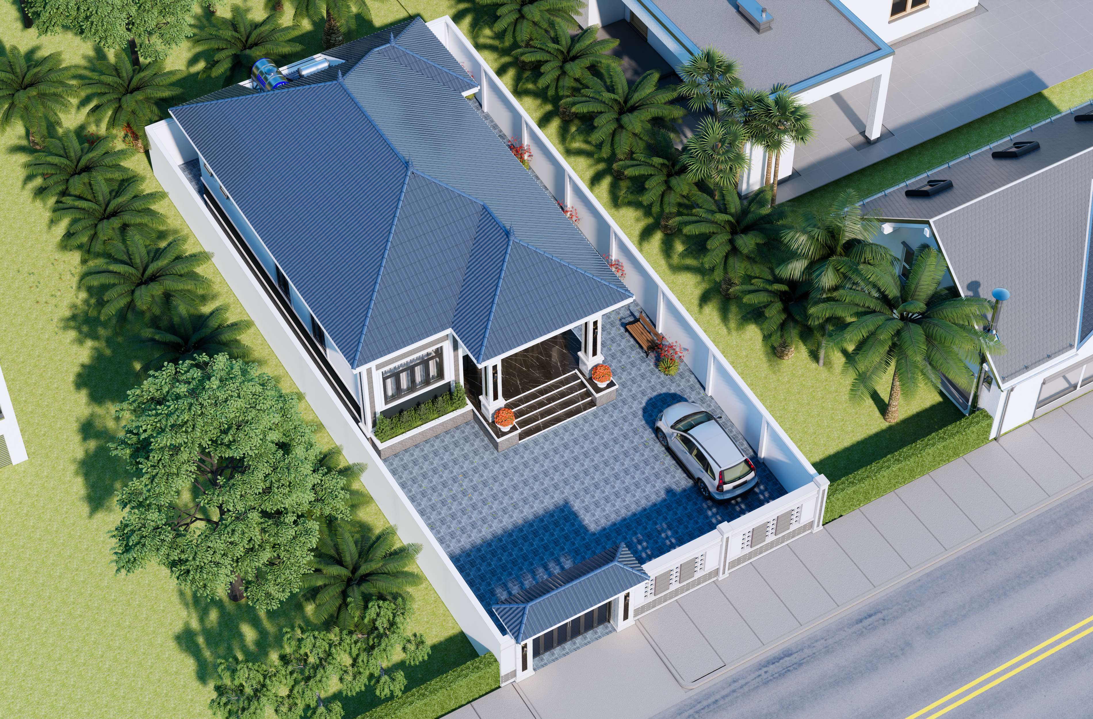 1 tầng,biệt thự 1 tầng,Bản vẽ Biệt thự 1 tầng