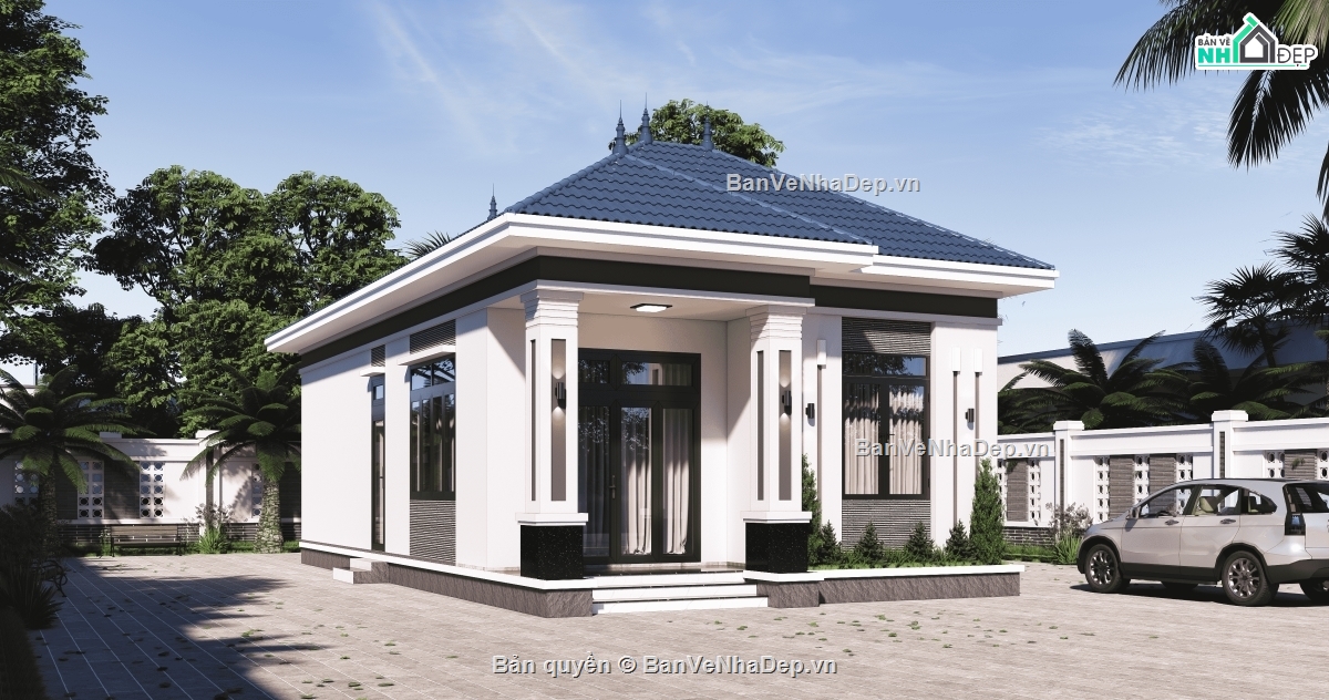 Biệt thự 1 tầng,hồ sơ thi công biệt thự 1 tầng,1 tầng