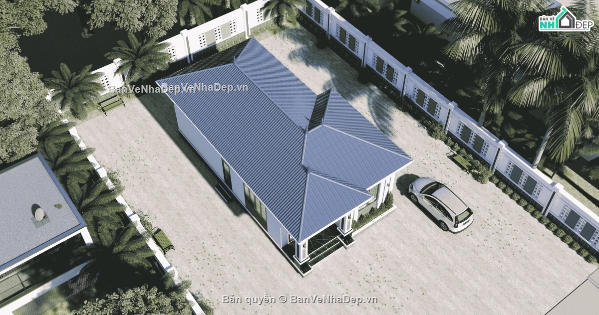 Biệt thự 1 tầng,hồ sơ thi công biệt thự 1 tầng,1 tầng