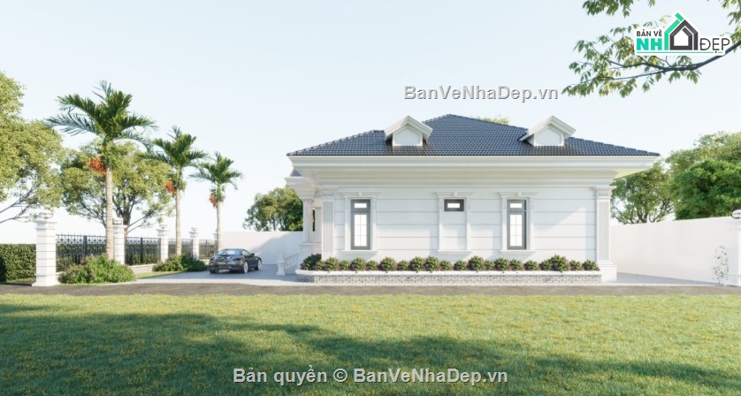 biệt thự 1 tầng,mẫu biệt thự sketchup,mẫu biệt thự 1 tầng