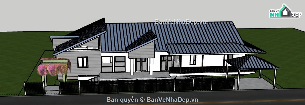 Biệt thự 1 tầng,model su biệt thự 1 tầng,biệt thự 1 tầng file su,sketchup biệt thự 1 tầng,biệt thự 1 tầng model su