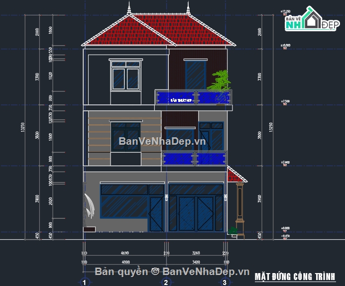 Biệt thự 2 tầng 1 tum,nhà 2 tầng 1 tum,biệt thự 2 tầng đẹp,biệt thự rộng 8m
