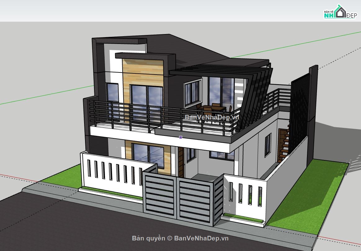 Biệt thự 2 tầng hiện đại,file su biệt thự 2 tầng,biệt thự 2 tầng file su,model su biệt thự 2 tầng,sketchup biệt thự 2 tầng