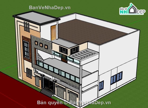 Biệt thự 2 tầng,file su biệt thự 2 tầng,biệt thự 2 tầng sketchup,Sketchup biệt thự 2 tầng