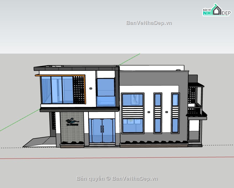 Biệt thự 2 tầng,model su biệt thự 2 tầng,mẫu biệt thự 2 tầng sketchup