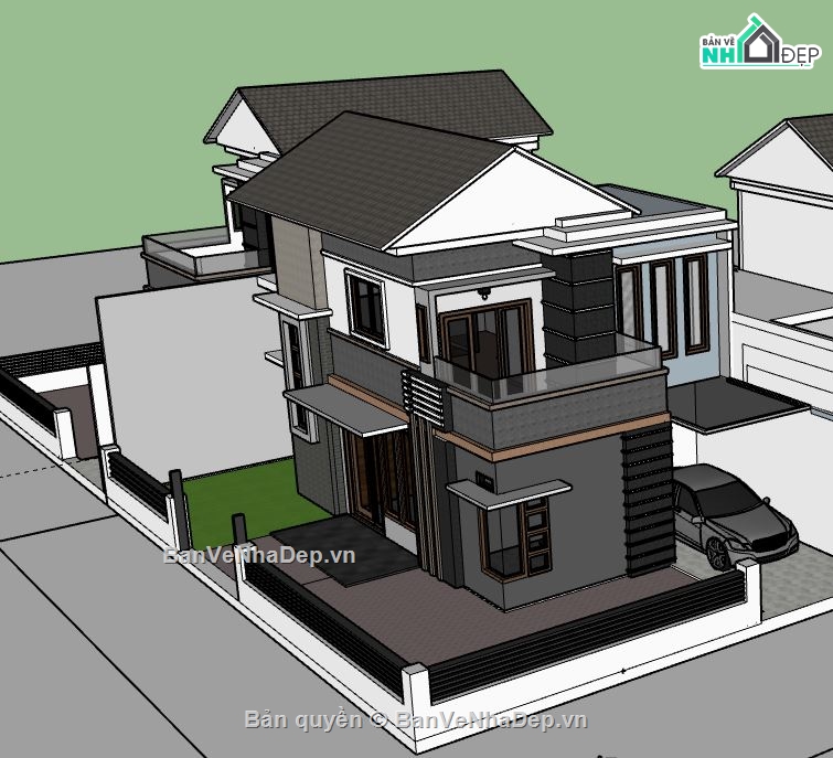 Biệt thự 2 tầng,Model su biệt thự 2 tầng,biệt thự 2 tầng file su