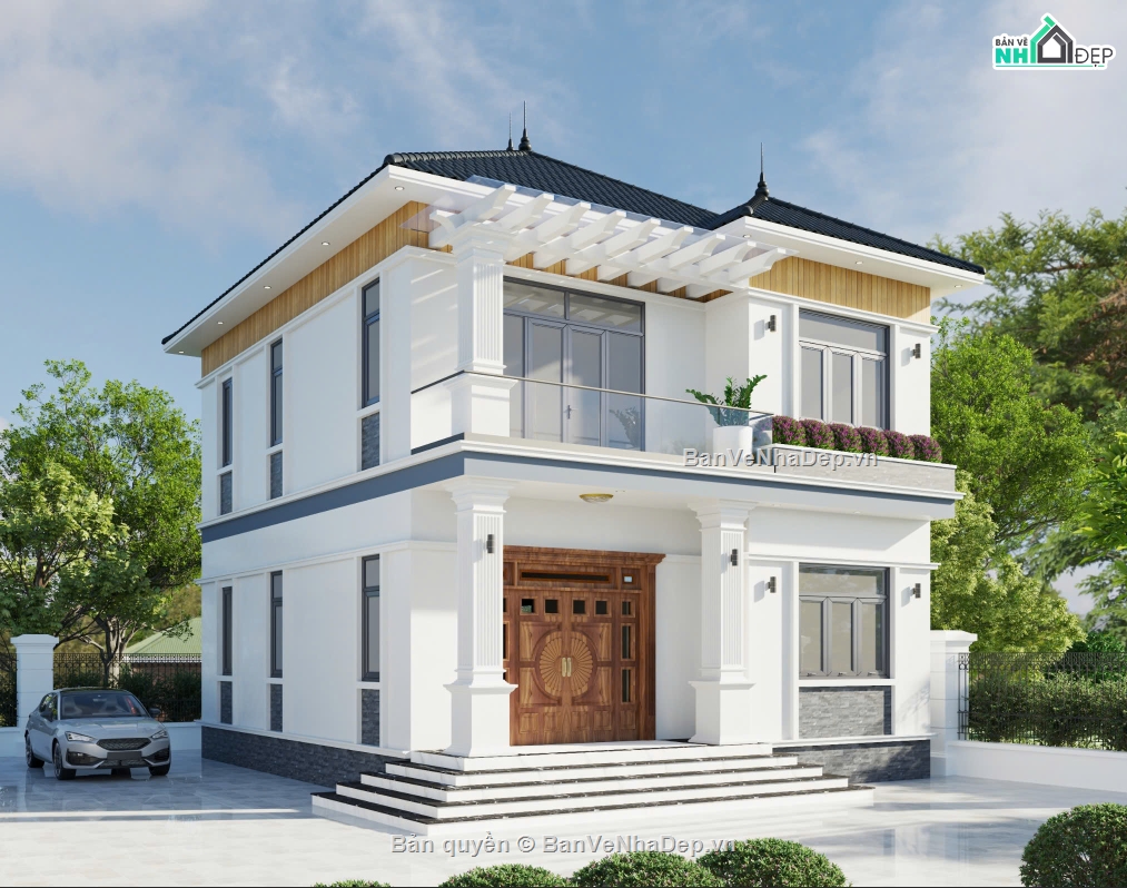 biệt thự 2 tầng,file cad biệt thự 2 tầng,biệt thự 2 tầng file cad