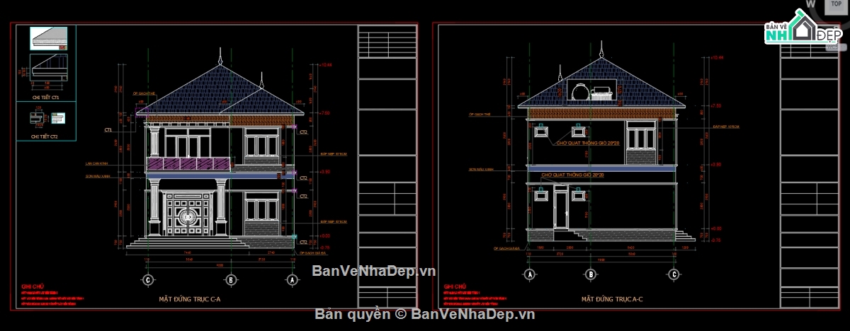 biệt thự 2 tầng,file cad biệt thự 2 tầng,biệt thự 2 tầng file cad