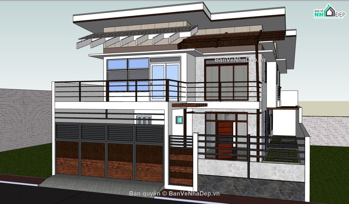 Biệt thự 2 tầng hiện đại,mẫu biệt thự 2 tầng sketchup,thiết kế biệt thự 2 tầng sketchup,biệt thự 2 tầng