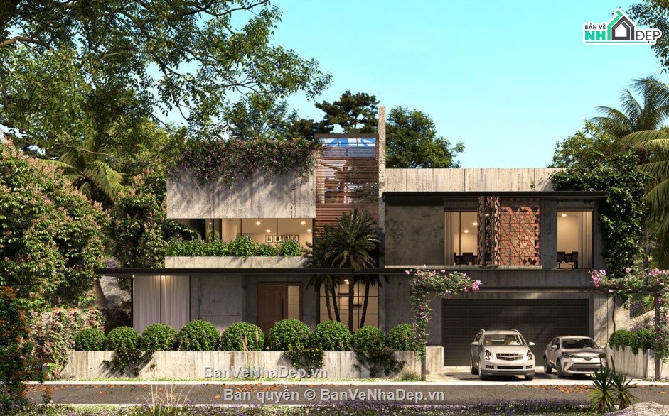 mẫu biệt thự,biệt thự 2 tầng,mẫu biệt thự sketchup