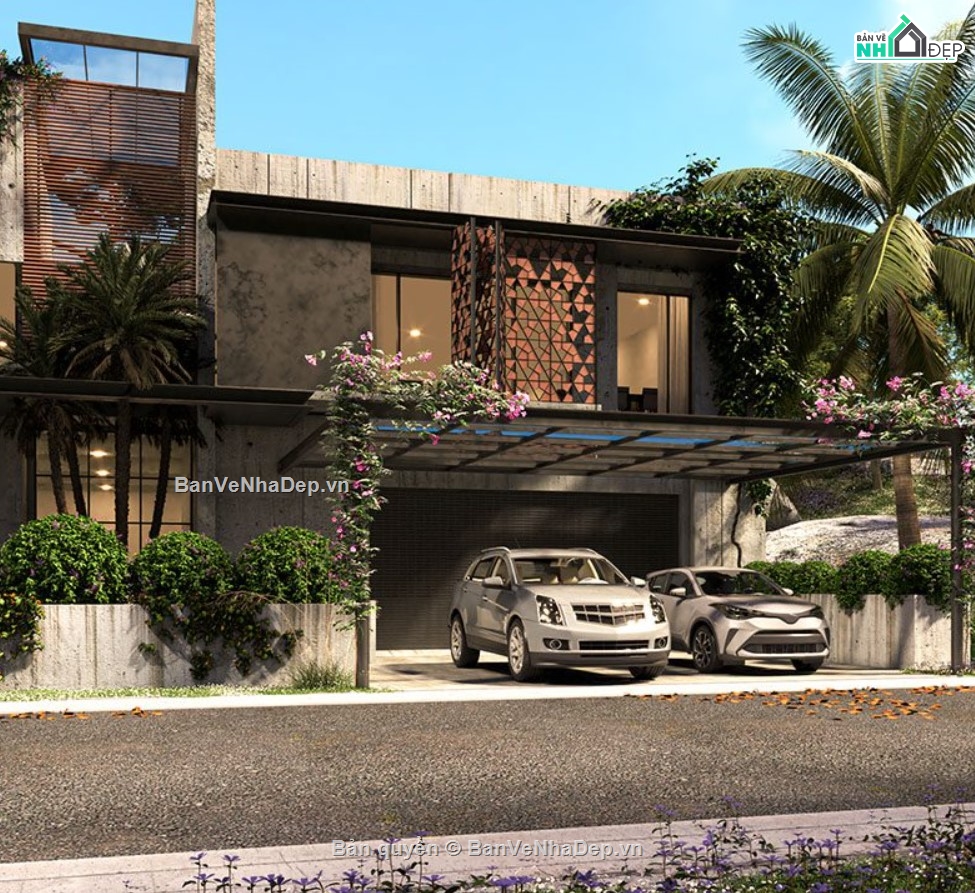 mẫu biệt thự,biệt thự 2 tầng,mẫu biệt thự sketchup