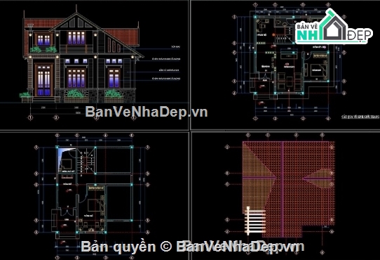 Biệt thự 2 tầng,cad biệt thự 2 tầng,biệt thự 2 tầng file cad