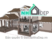 Biệt thự 2 tầng hiện đại,model su biệt thự 2 tầng,sketchup biệt thự 2 tầng