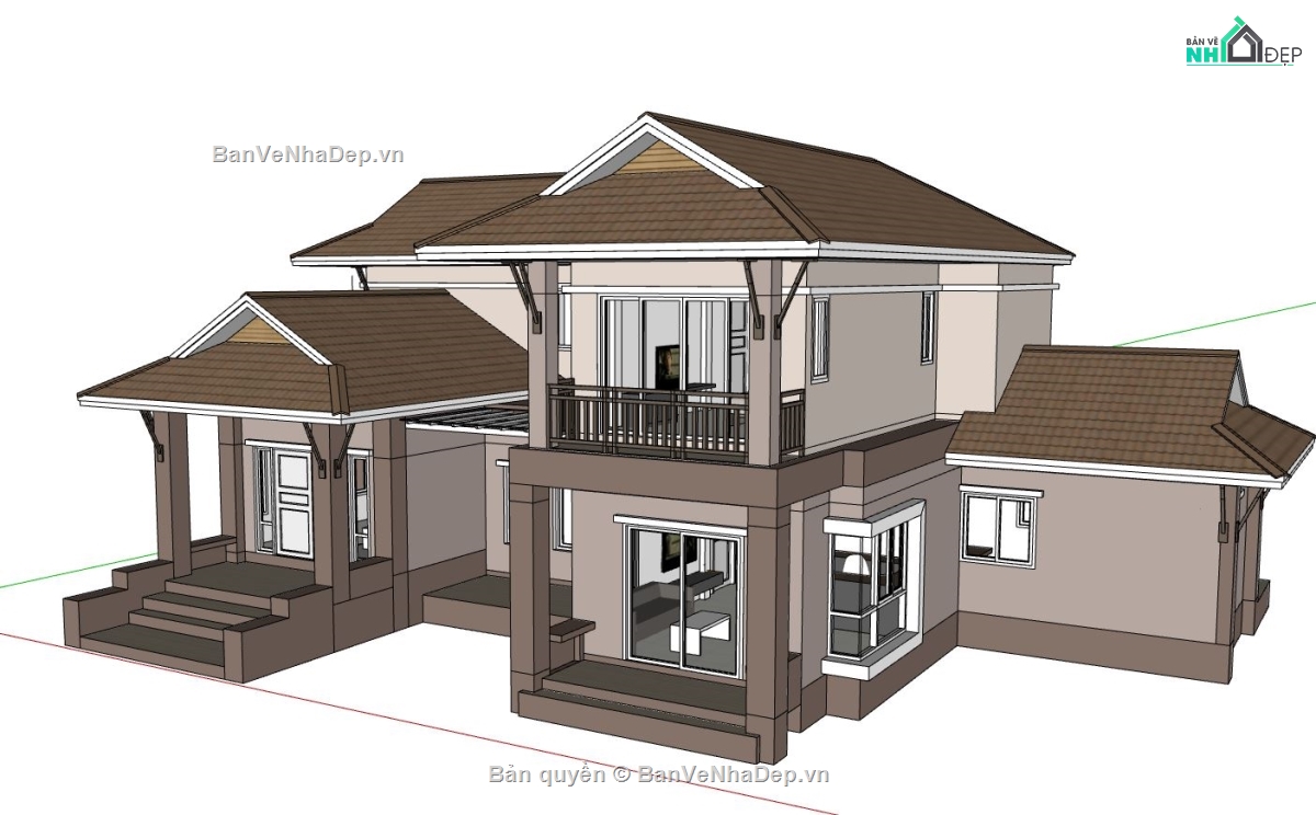 Biệt thự 2 tầng hiện đại,model su biệt thự 2 tầng,sketchup biệt thự 2 tầng