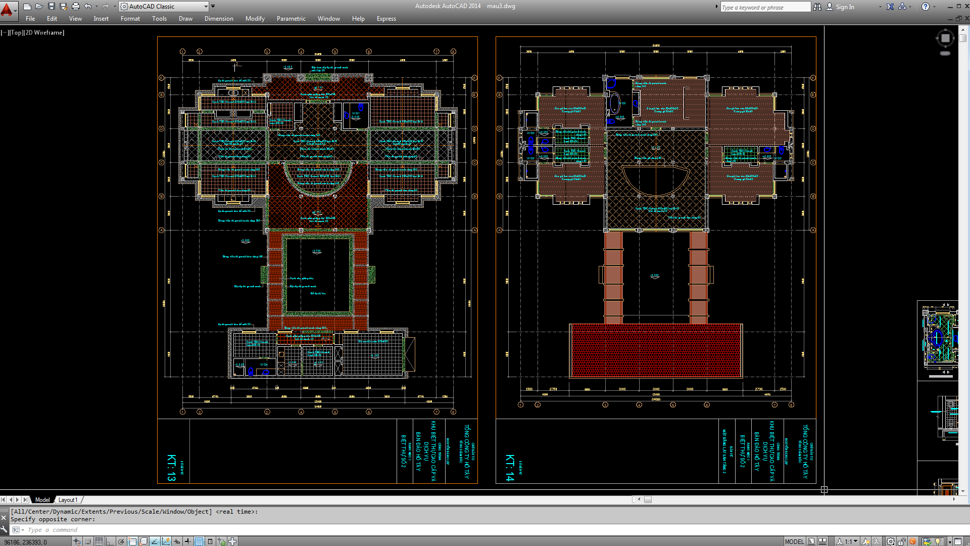 Biệt thự,File cad biệt thự 2 tầng,cad biệt thự 2 tầng