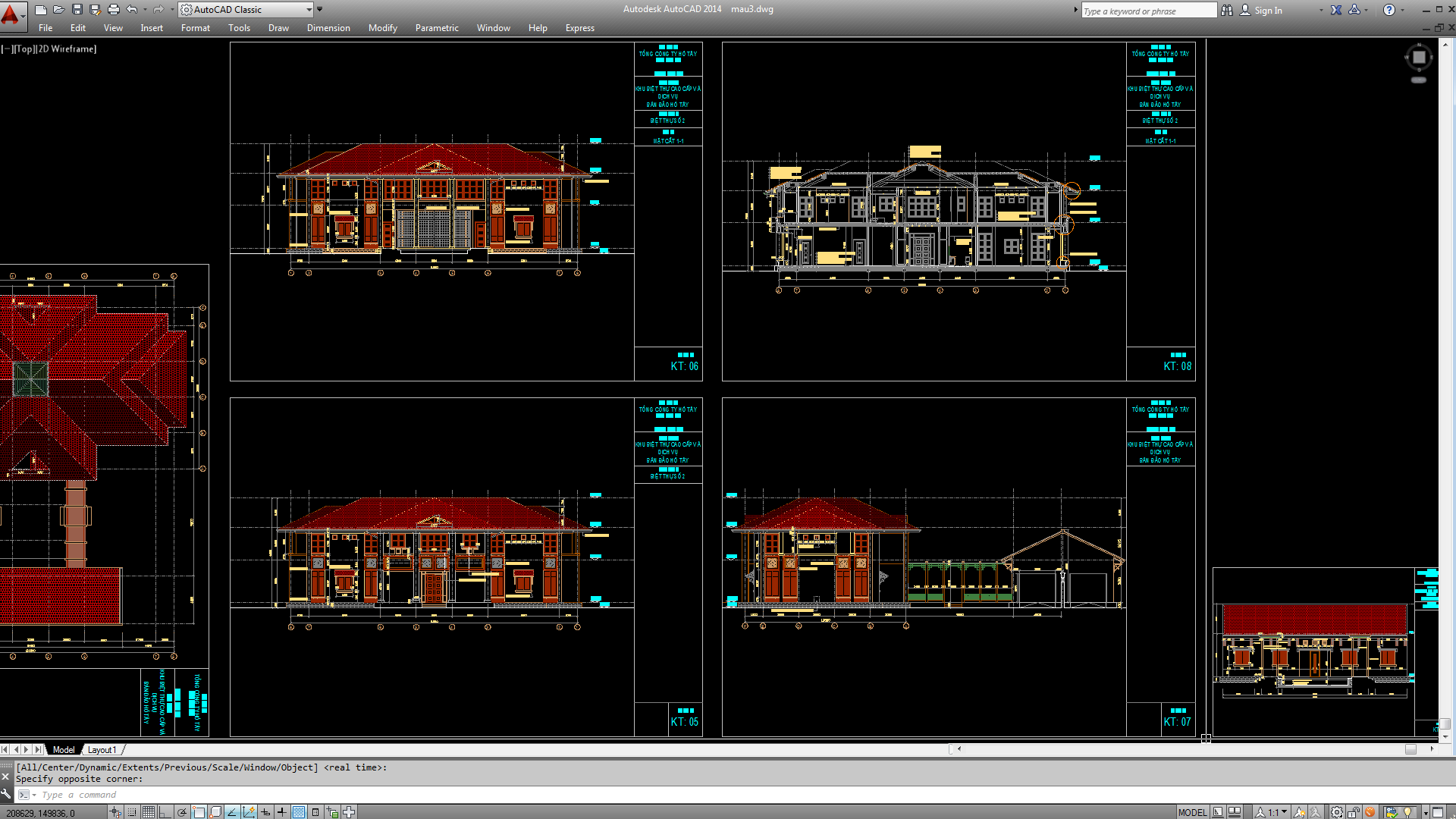 Biệt thự,File cad biệt thự 2 tầng,cad biệt thự 2 tầng