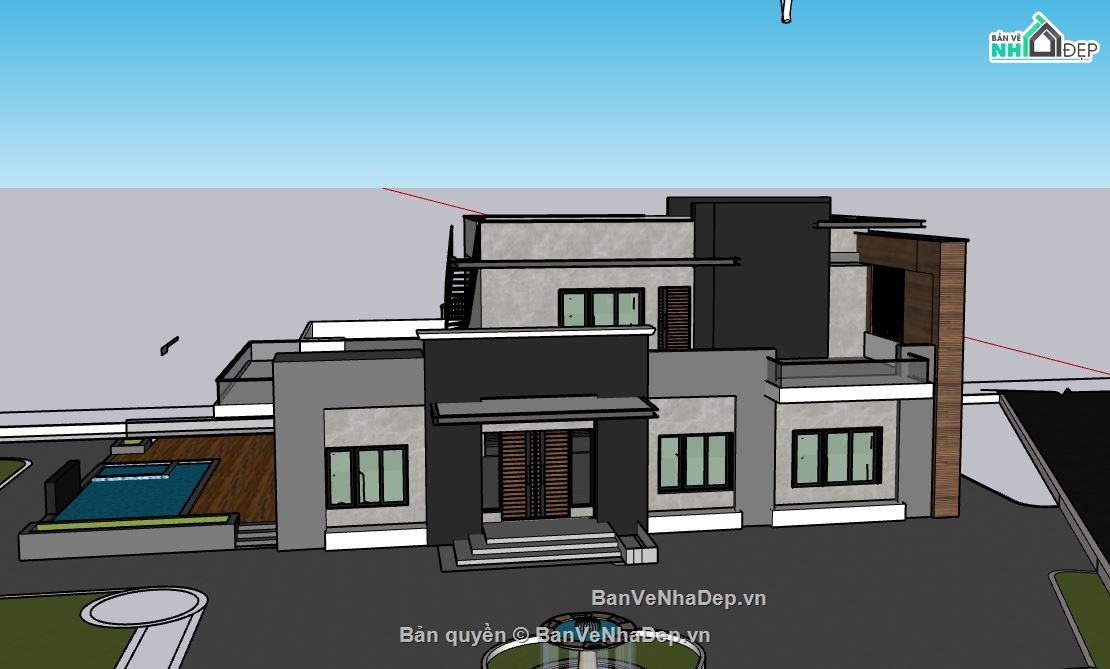 biệt thự hiện đại,biệt thự sketchup,file su biệt thự