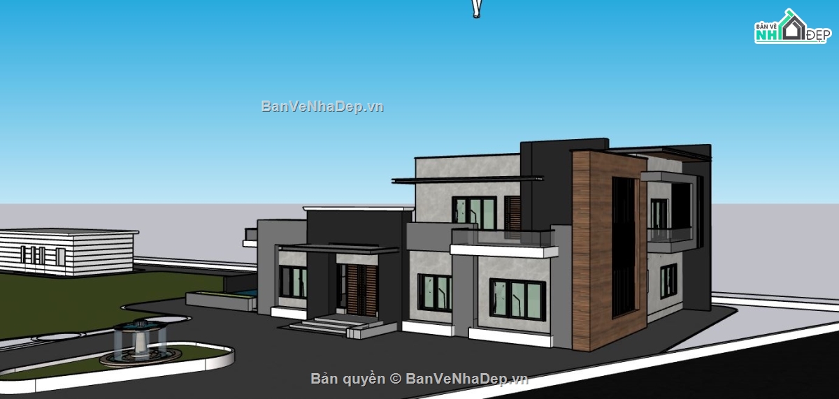 biệt thự hiện đại,biệt thự sketchup,file su biệt thự