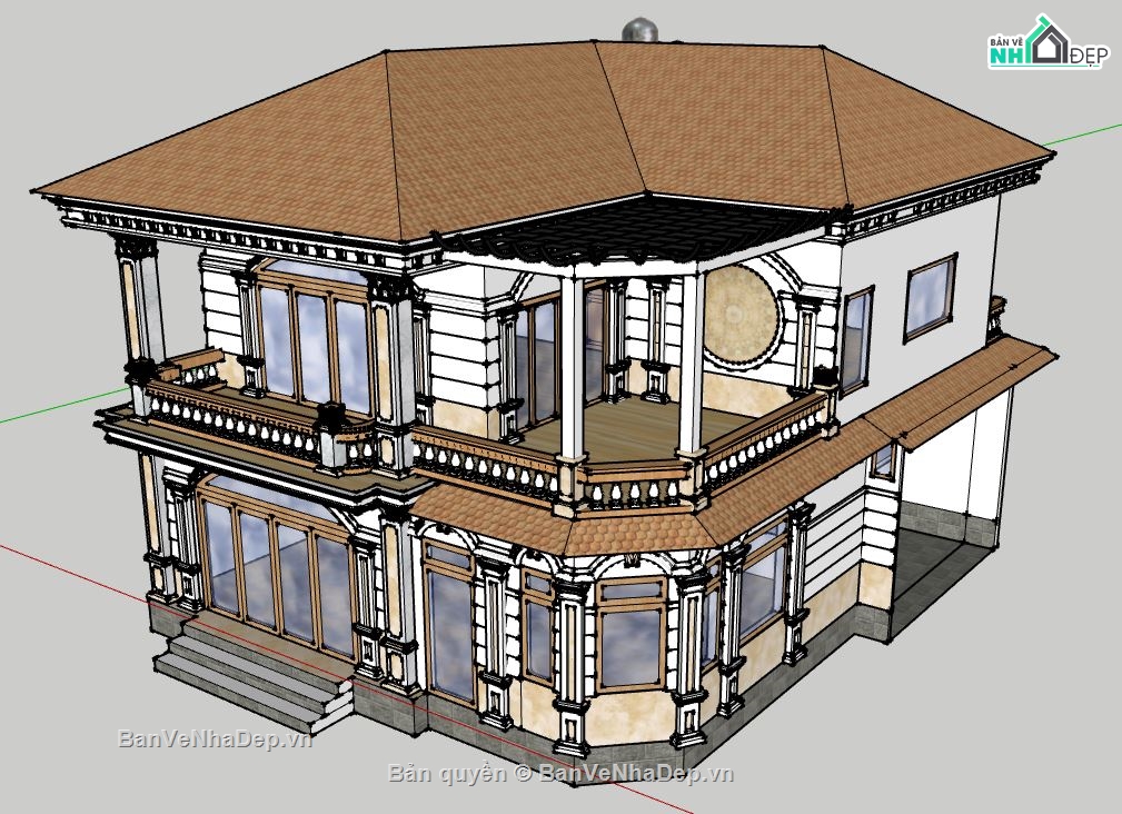 biệt thự 2 tầng,su biệt thự 2 tầng,file sketchup biệt thự 2 tầng,biệt thự 2 tầng sketchup,thiết kế biệt thự 2 tầng đẹp,mẫu biệt thự 2 tầng su