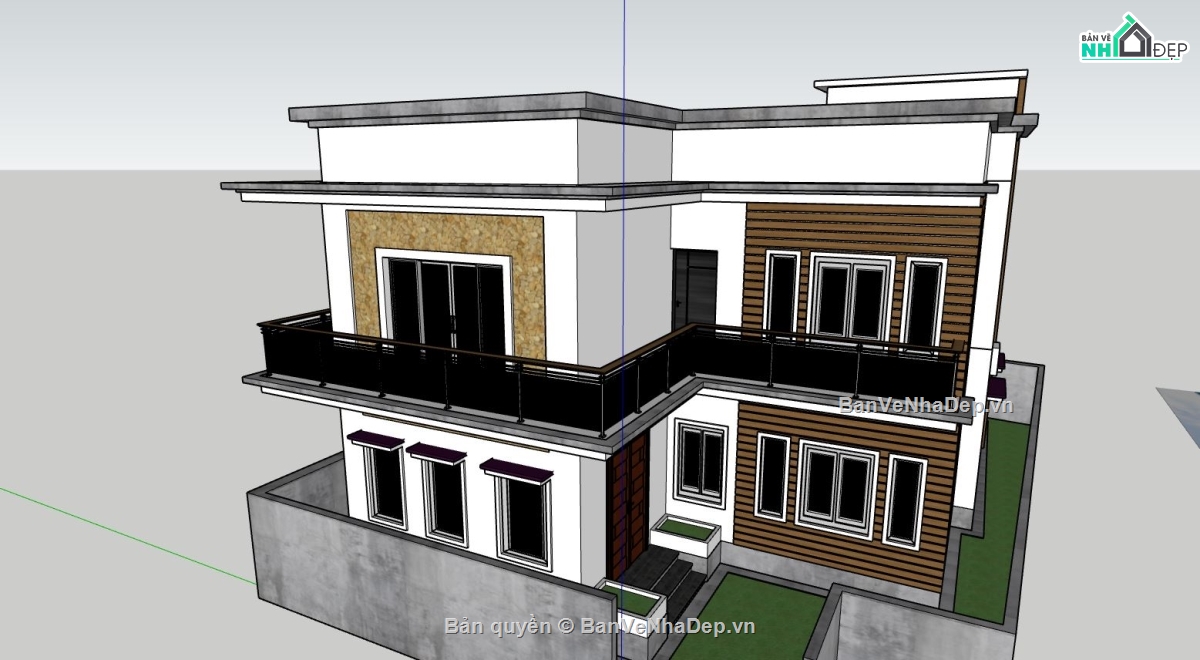 Biệt thự 2 tầng hiện đại,file sketchup biệt thự 2 tầng,mẫu biệt thự sketchup