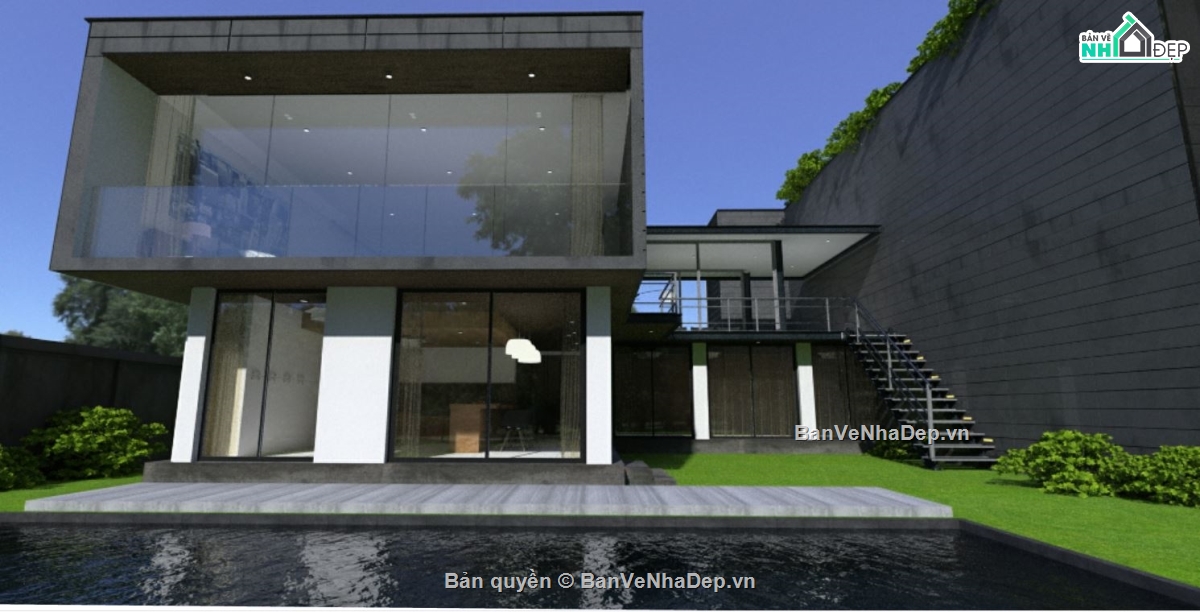 su biệt thự đẹp,model su biệt thự 2 tầng,file sketchup biệt thự