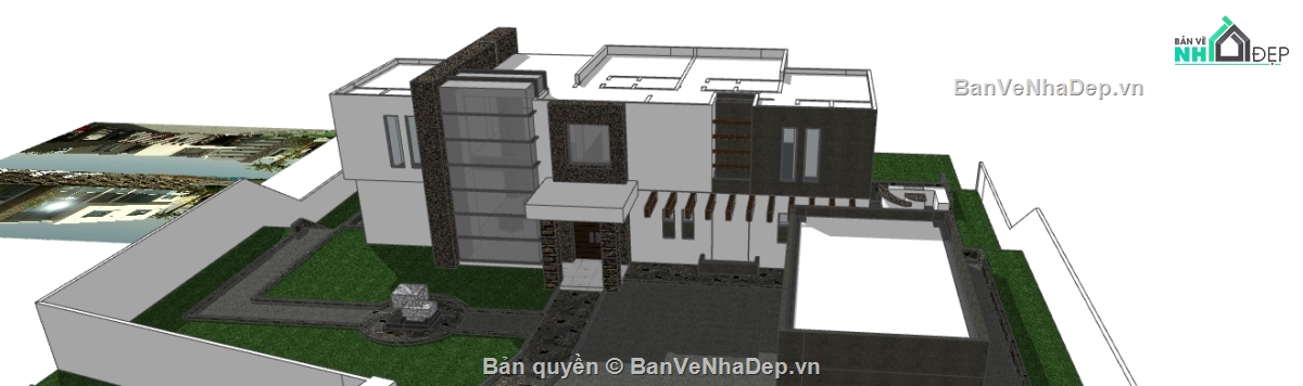 biệt thự 2 tầng hiện đại file 3d su,sketchuop dựng biệt thự 2 tầng,dựng model su mẫu nhà biệt thự