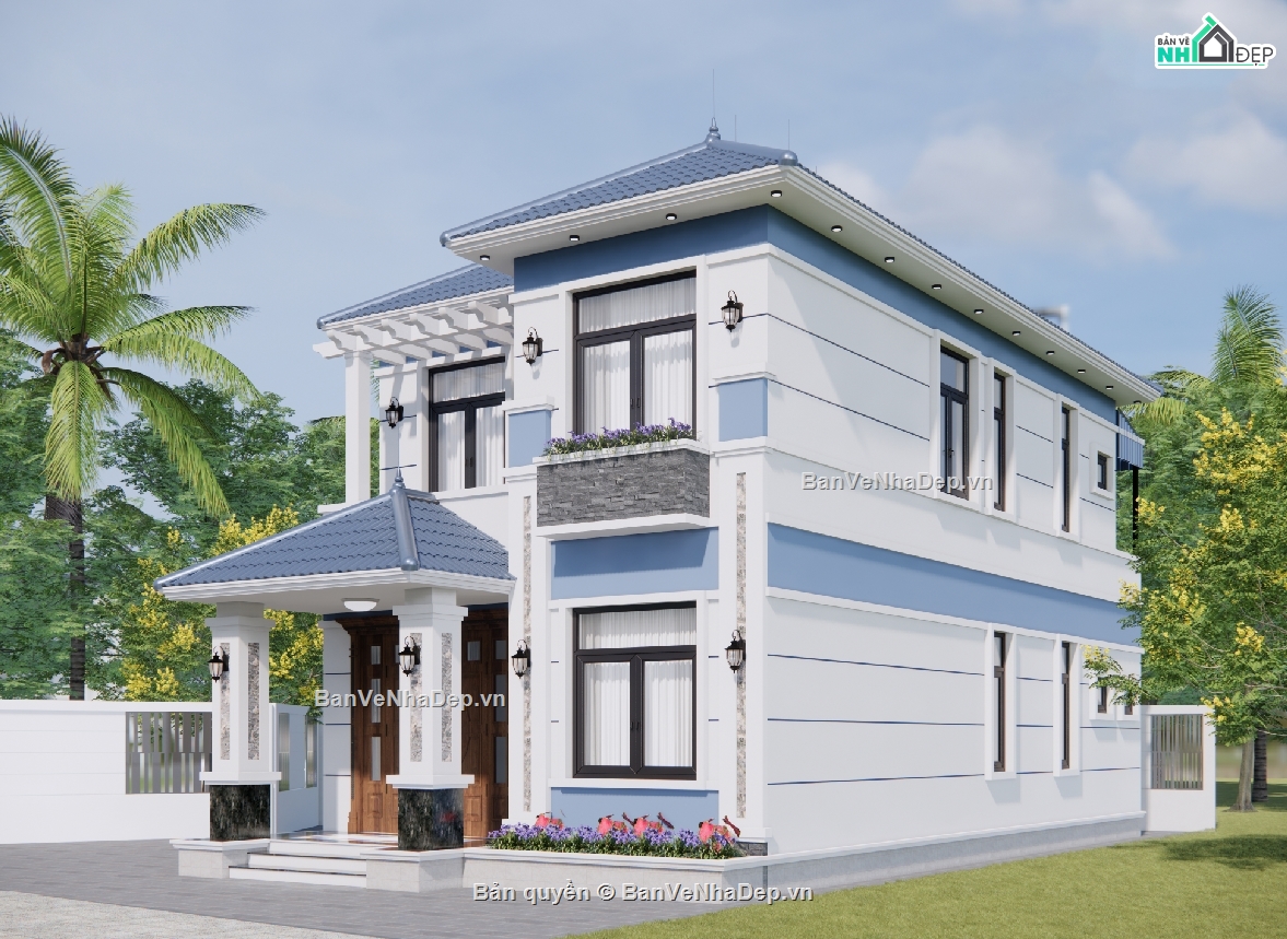 biệt thự 2 tầng,file cad biệt thự 2 tầng,bản vẽ biệt thự 2 tầng