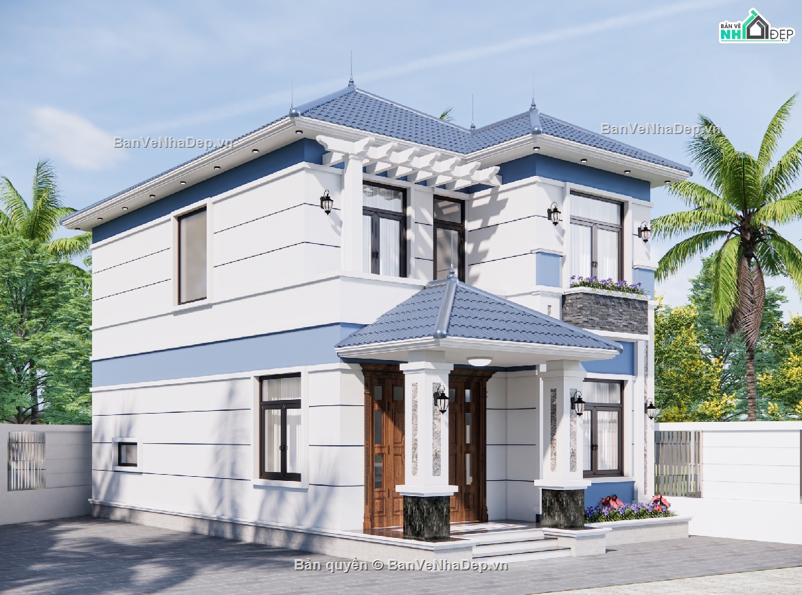 biệt thự 2 tầng,file cad biệt thự 2 tầng,bản vẽ biệt thự 2 tầng