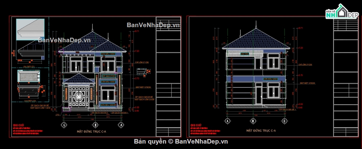 biệt thự 2 tầng,file cad biệt thự 2 tầng,bản vẽ biệt thự 2 tầng