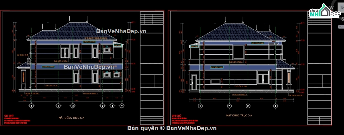 biệt thự 2 tầng,file cad biệt thự 2 tầng,bản vẽ biệt thự 2 tầng