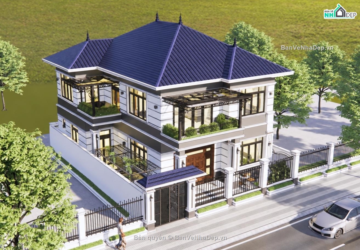 biệt thự 2 tầng mái nhật,bản vẽ nhà 2 tầng cad,thiết kế biệt thự hiện đại,file cad biệt thự 2 tầng,nhà mái nhật 2 tầng đẹp,sketchup biệt thự mái nhật