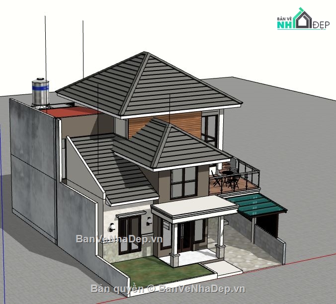 Model su biệt thự 2 tầng,biệt thự 2 tầng model su,file sketchup biệt thự 2 tầng,biệt thự 2 tầng sketchup