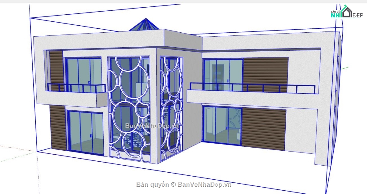 biệt thự 2 tầng,file 3d sketchup,biệt thự sketchup,biệt thự hiện đại