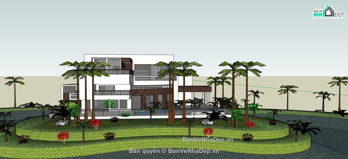 file su biệt thự,model su biệt thự,sketchup biệt thự