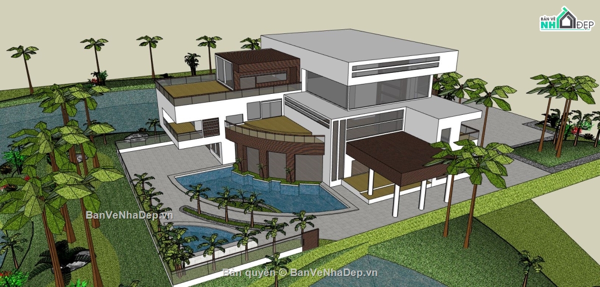 file su biệt thự,model su biệt thự,sketchup biệt thự