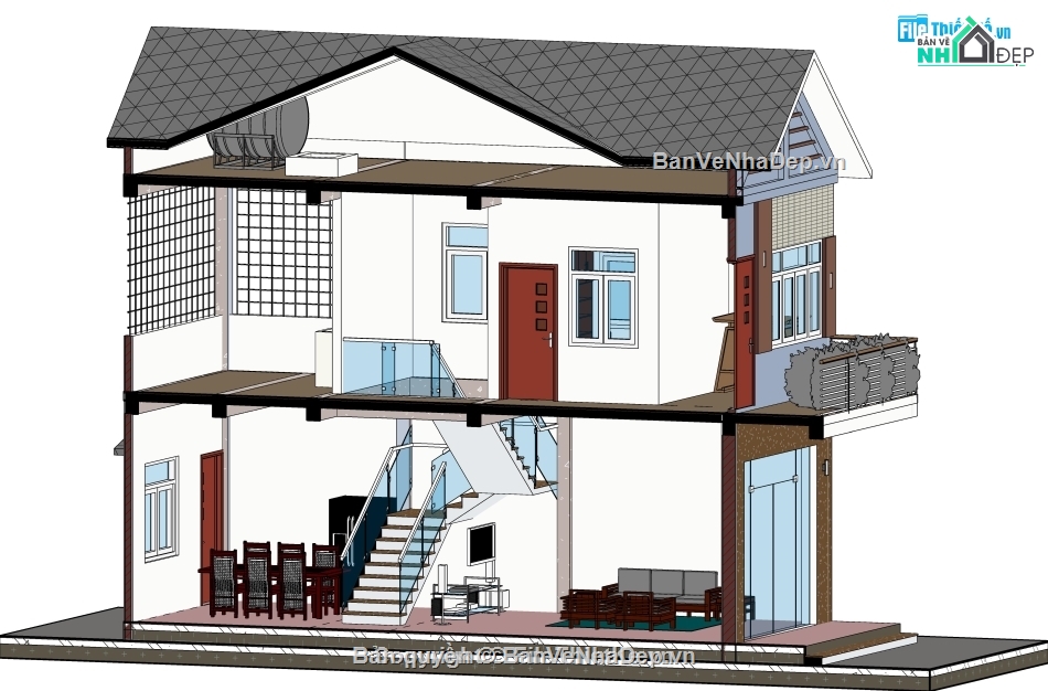 Mẫu nhà phố,Biệt thự 2 tầng hiện đại,Nhà phố 2 tầng,revit biệt thự 2 tầng,nhà phố 2 tâng,thiết kế nhà phố