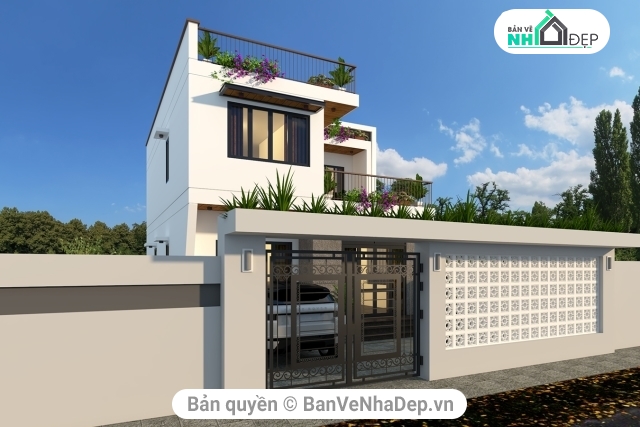 Biệt thự 2 tầng hiện đại,Biệt thự 2 tầng 8.8x14.4m,8.8x14.4m,Biệt thự 2 tầng,file sketchup