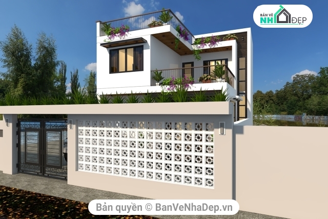 Biệt thự 2 tầng hiện đại,Biệt thự 2 tầng 8.8x14.4m,8.8x14.4m,Biệt thự 2 tầng,file sketchup