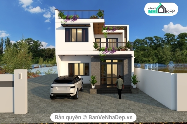 Biệt thự 2 tầng hiện đại,Biệt thự 2 tầng 8.8x14.4m,8.8x14.4m,Biệt thự 2 tầng,file sketchup
