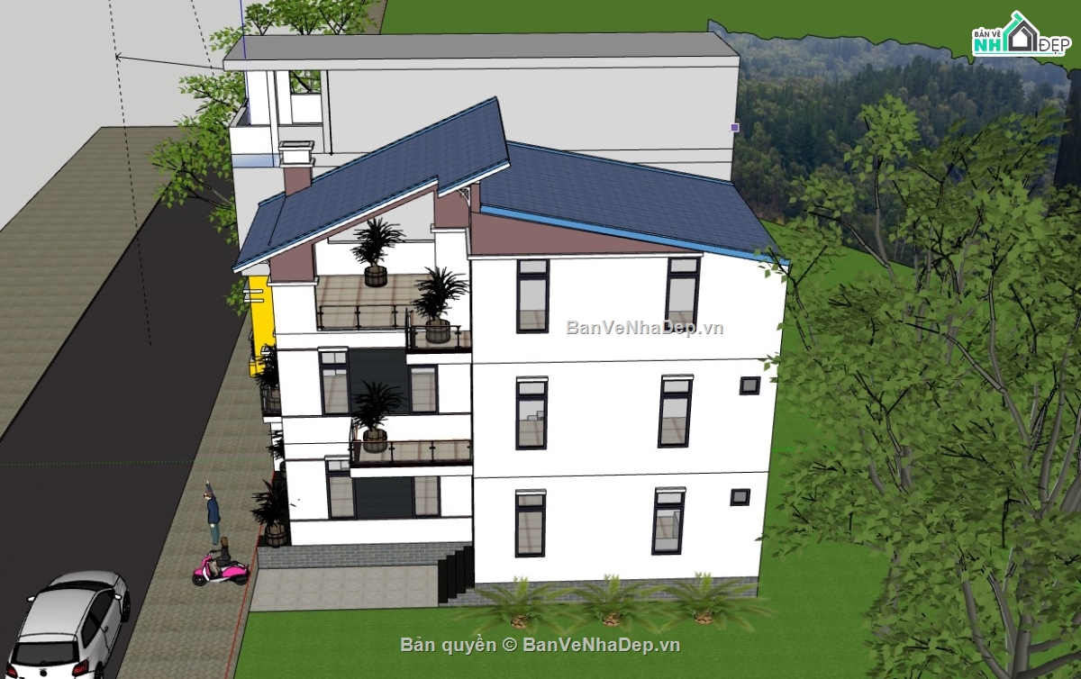 file su biệt thự,model su biệt thự,sketchup biệt thự